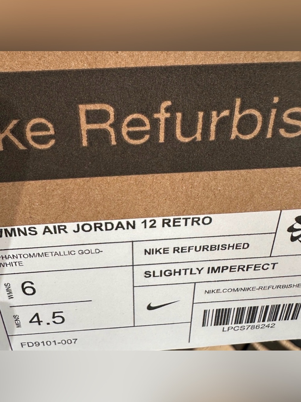 Nike Air Jordan 12 Retro Casual Sneaker (White Gold) - Womens 6 | fits 4.5Y NEW - Picture 10 of 10